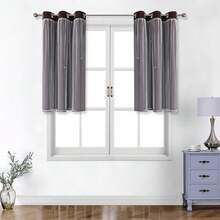 1 chiếc rèm voan họa tiết ngôi sao rỗng, rèm hai lớp bằng polyester cản sáng, thích hợp cho phòng khách và phòng ngủ, kiểu dáng dễ thương. - Cà phê nâu - Xem 10