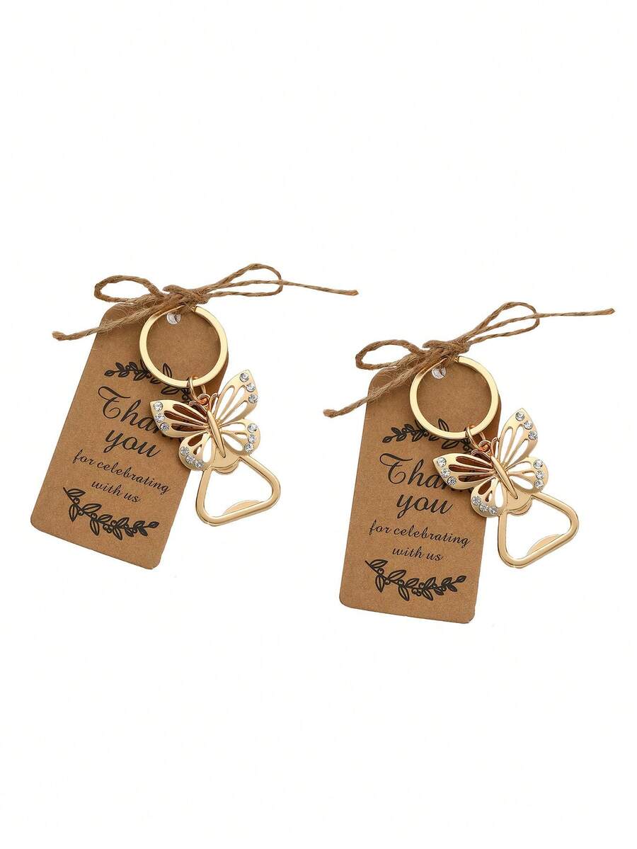 1/2个蝴蝶造型开瓶器钥匙扣，欧美婚礼派对生日礼物，锌合金啤酒开瓶器，非常适合生日、感恩节、母亲节、父亲节等场合。 - 查看 1