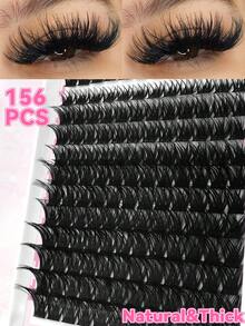 Queenice 13 filas 156 racimos de pestañas individuales D Curl de 9-16mm Kit de racimos de pestañas autoadhesivas DIY para un aspecto natural, grueso y esponjoso Juego de extensión de pestañas individuales reutilizable para uso diario, boda, cita, fiesta, festival de música, Halloween - D - Ver 9