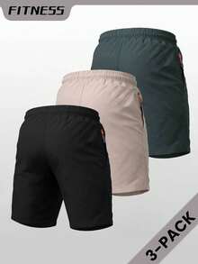 3 pièces Shorts Bermuda d'été décontractés pour hommes, imprimés, style assorti pour couple - Multicolore - Voir 2