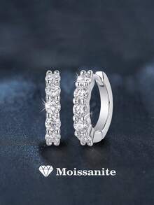 Bộ 2 bông tai bạc 925 đính 2 viên đá Moissanite 0.5 carat, thanh lịch và thời trang, phù hợp cho nữ giới đeo hàng ngày, dự tiệc, đi nghỉ mát, ngày Valentine, Giáng sinh, sinh nhật. Bông tai phong cách hiphop unisex, quà tặng ngày Valentine. - Bạc - Xem 1