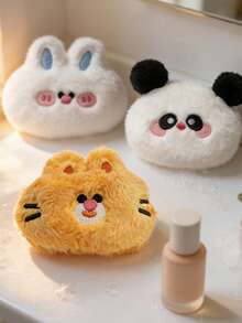 3/6/9pcs Cartoon Animal Plush Powder Puffs - Panda, Rabbit, Tiger Plush Powder Puffs, Non-Clumping Easy To Apply, Professional Setting Makeup Tool For Loose Powder/Compact Powder, Suitable For Beginners And Makeup Enthusiasts - Multicolor - View 7