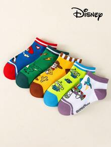 Disney Bộ 5 đôi: Tất cổ ngắn cho bé trai, phù hợp mọi mùa - Với họa tiết jacquard hình khủng long, tên lửa và phi hành gia - Thoải mái, mềm mại và thoáng khí. - Nhiều màu - Xem 2