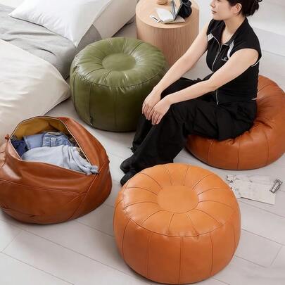 1pc Pumpkin Oval Shaped Slouchy Sofa Cover - Collapsible, Suitable For Storing Old Clothes And Slouchy Sofa Covers, Fabric Cover Only, No Filling, Not Real Leather