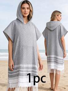 Khăn tắm có mũ bằng cotton, khăn choàng đi biển, áo choàng tắm, khăn choàng lớn chống cát, thích hợp cho bơi lội, tắm vòi sen, kỳ nghỉ, lướt sóng, đồ dùng phòng tắm, đồ dùng cần thiết cho bãi biển. Mùa tựu trường, đồ dùng thiết yếu mùa hè. - Nhiều màu - Xem 16