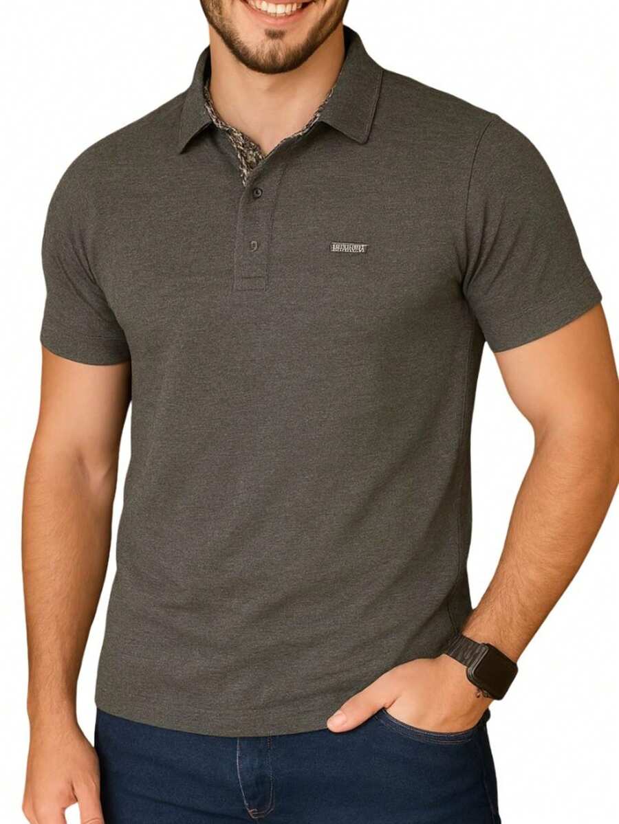 Men's Premium Cotton Polo Shirt, Various Colors - Xám chì - Xem 1