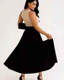 Women's Long Full Skirt, Tailored, Evangelical Fashion, Casual, Basic, Winter, High Waist, Elegant - 黑色 - 查看 3