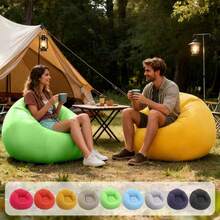 1pc Inflatable Sofa, Inflatable Lazy Sofa, PVC Single Spherical Sofa, Foldable Outdoor Leisure Sofa Chair (Bulk Goods With Gray And Black Bottoms, Shipped Randomly) - Khaki - View 6