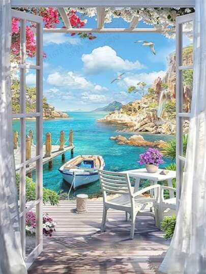 YALKIN Adult Beginner Digital Oil Painting Set, Frameless DIY Digital Oil Painting Acrylic Paint, Home Wall Decor 40x50cm/15.6x20 Inches