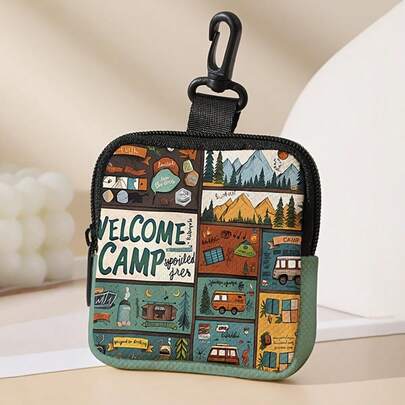 Creative Ins CAMP Illustration Coin Purse Pendant, Phone Case Lanyard, Mini Coin & Earphone Storage, Universal Phone Accessory