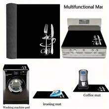(Hot!!!) 1pc 2D Coffee Style Flat Pan Protector Mat And Rubber Non-Slip Heat Resistant Pot Lid Mat Suitable For Induction Cooker, Glass Pot And Multi-Functional Scratch-Resistant Mat, Can Be Used As Oven, Washing Machine, Dryer And Kitchen Best Choice. - Multicolor - View 3