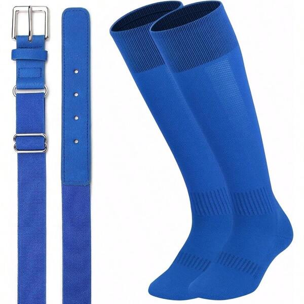 Combo de calcetines y cinturones de béisbol para jóvenes y adultos, cinturones elásticos ajustables de softbol y calcetines para hombres y niñas
