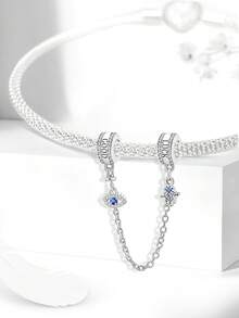 1pc 925 Sterling Silver Multi-Color Decorative Safety Chain, Suitable For DIY Bracelet Jewelry For Women - Silver - View 8