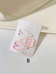 15pcs/Set Pink Heart & Star BB Hair Clips, Matte Ombre Gradient Side Bangs Hair Clips, Suitable For Daily Use - Pink - View 3