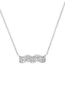 18K镀金925纯银设计师项链，镶嵌锆石波浪吊坠，优雅女士款 - Zircon necklace - 查看 5