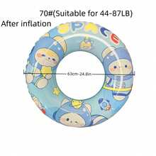 1pc Cartoon Astronaut Dog & Cat Shaped Kids Swim Ring, 3-9 Years Old, Blue, Summer Party Pool Beach Photo Prop Swim Accessory - Baby Blue - View 7