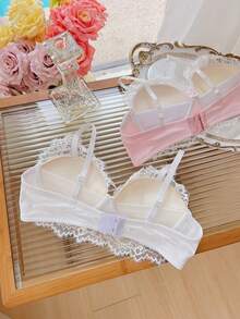 Belle Étoile 1PCS Pure And Cute Underwear Set, Women's Small Bust Gathering And Lifting Wireless Comfortable Lace Bra, Suitable For Daily Wear, Perfect For Giving To Besties, Friends, Or Lovers, The Most Sincere Gift - 粉色 - 查看 8