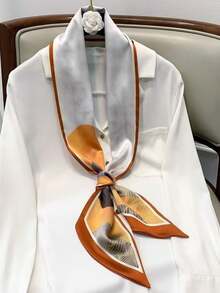 一条长款真丝围巾，双面印花，触感如丝般柔滑，适合女性在春、夏、秋季佩戴，可围在脖子上，搭配衬衫、牛仔裤，也可作发圈或头巾使用。 - 彩色 - 查看 5