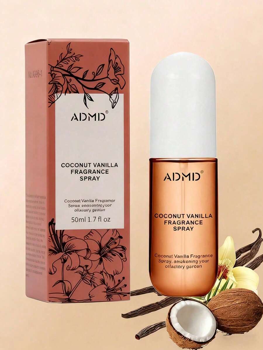 50ml ADMD Coconut Vanilla Fragrance Room Spray - Releases A Blend Of Coconut, Rose And Vanilla Scents, Providing Long-Lasting Aroma To Eliminate Odors In Rooms, Cars, And Kitchens. Suitable As A Gift For Friends, Outdoor Travel, Home Decor, Car Air Freshener, Diffuser, And Aromatherapy. Can Be Given As A Wedding, Christmas, Or Mother's Day Gift. - Various - View 1
