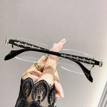 1/2 chiếc gọng kim loại không viền, kiểu dáng thời trang dành cho nam, không cần độ, thích hợp đeo hàng ngày. - Bạc - Xem 3