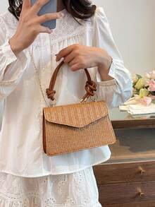 New Arrival High-Quality Vacation Style Chain Shoulder Bag, Korean Fashion Crossbody Handbag - Brown - View 4