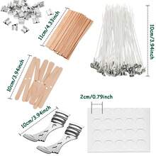 Bộ dụng cụ tự làm nến, bao gồm nồi nấu sáp, bấc nến, nhãn dán bấc, dụng cụ định tâm bấc, thích hợp để làm nến thơm và các sản phẩm thủ công mỹ nghệ bằng sáp. - Thay thế bộ phận bấc nến - Xem 3