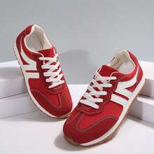 Office Work Walking Women's Fashion Sneakers Casual Athletic Shoes Solid Color Low Top Lace Up Plain Toe Fabric Inner PVC Sole Spring Fall Tennis Shoes Sneakers Outdoor Travel Sport - Đỏ và trắng - Xem 6