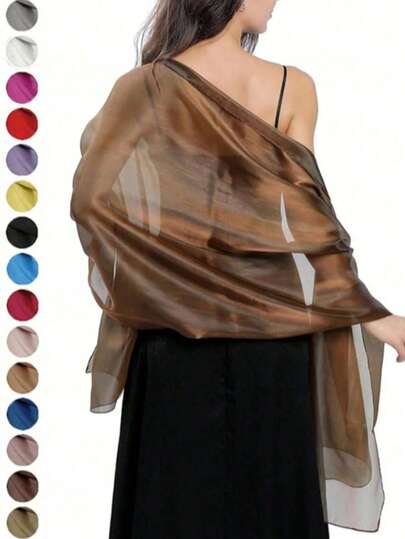 1 pieza Chal y bufanda formal tipo seda de 70" X 170cm: Chal transparente suave de gasa para dama de honor, boda y fiesta