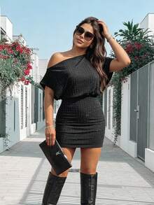 Women's Casual Everyday Street Sparkling Diamond Strap Dress, Spring/Summer - Black - View 4