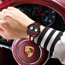 POEDAGAR 男士嘻哈休闲小丑造型个性化石英表，表盘设计独特新颖 - 白色 - 查看 6