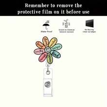 1/3pcs You Are Worthy Retractable Badge Reel, Enough Bible Verse Acrylic Retractable Badge Holder, Cute Cartoon Design, Positive Christian Floral ID Card Clip Gift, Suitable For Nurses, Doctors, Students - Multicolor - View 6