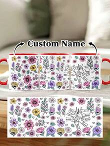1pc 11oz/15oz Custom Mother's Day Name Mug, Personalized Coffee Cup With Printed Name. The Wrap-Around Pattern On The Mug Can Be Customized With Up To 8 Children Holding Their Mother's Hand. This Mother-Themed Mug With Floral Elements Is An Ideal Gift For Mom And A Unique, Thoughtful Present - 款式9 - 查看 67