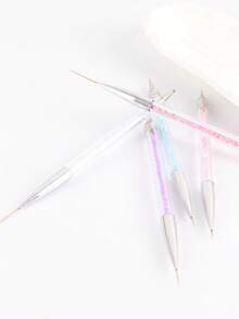 5 Packs Dual-Ended Nail Art Brushes, Crystal Handle Nail Liner & Dotting Pens For Fine Lines, French Tips, Dotting & Decorative Nail Designs - Ideal For Salon & DIY Manicure - Multicolor - View 3