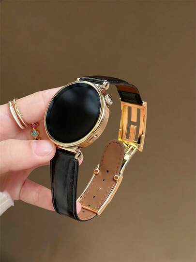 18毫米、20毫米、22毫米新款独特珐琅字母设计磁性真皮表带 - 时尚替换表带，兼容三星Galaxy Watch 6/5/4（40毫米/44毫米）、Galaxy Watch 5 Pro、Galaxy Active 2、Watch 6/4，也适用于Watch GT6/GT5/GT4/GT3/GT2 Pro - 舒适女士款