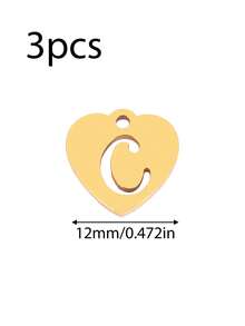 3个/套 心形吊坠 不锈钢英文字母吊坠 A-Z 字母饰品，适用于手工手链、耳环等珠宝制作 - 吊墜 - 查看 45