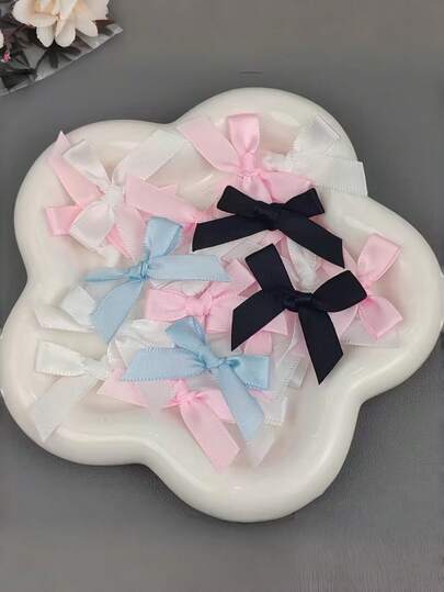 （50个/袋，200个/袋）4厘米丝带蝴蝶结，多种颜色可选，可用于礼品装饰、制作发夹头饰、卷曲礼品包装装饰、婚礼派对发夹，四季皆宜的工艺用品