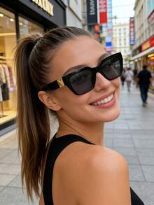 1副欧美复古猫眼框Y2K时尚眼镜，百搭休闲轻便PC材质时尚眼镜，适合所有季节 - 彩色 - 查看 8