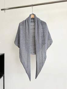 1pc Women's Solid Color Knitted Breathable Triangular Lightweight Decorative Elegant Bohemian Style Triangular Shawl, Beach/Travel, Spring/Summer/Autumn, Holiday, - Multicolor - View 10