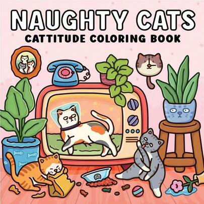 Adult Coloring Book, Stress-Relieving Doodle Book | DIY Home Decor Handpainting | Creative Book About Mischievous Cats | High-Value Parent-Child Interaction | Suitable Coloring Activity, Applicable To Stationery, School Supplies, Great Gift For Girls, Valentine's Day, New Year (Pad Needs To Be Purchased Separately)