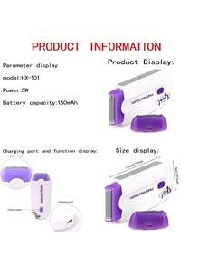 AXH. Professional Electric Shaver/Epilator For Women, For Face, Legs, Bikini Line, Hands, Body Hair Removal - Purple - View 9