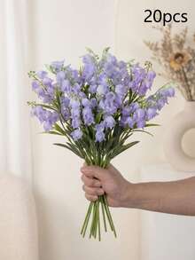 Bó hoa cưới bằng lụa nhân tạo gồm hoa linh lan, hoa chuông tím và hoa lan - Bình hoa giả sống động như thật; Bình hoa trang trí bàn "Mayflower", lý tưởng cho trang trí nhà cửa, sân vườn, đám cưới và tiệc tùng (Trang trí nhà cửa & phòng). - Màu tím - Xem 15