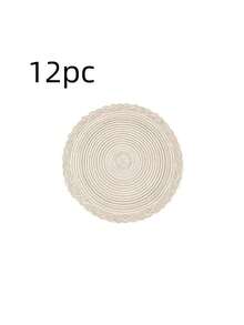 1/4/6/12pcs Bohemian Woven Round Placemats, Solid Color Crochet Lace Anti-Slip Mats For Home Kitchen, Decor For Bowls, Plates, Cups, Suitable For Holiday Party, Birthday, Wedding (Multiple Colors) - Beige - View 9