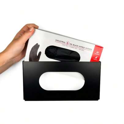 Gloves And Tissues Dispenser Bracket - Can Hold Gloves, Tissues, Towels, Wet Wipes, Tissue Boxes, Installed In Toolboxes Or Garages, Workshops, Kitchens, Wall-Mounted (Black), Glove Box Rack, Tissue Rack, Durable Coated Metal