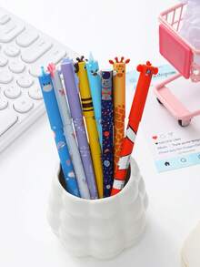 8 piezas Juego de bolígrafos borrables, estilos aleatorios, diseño fijo, artículos de oficina, herramientas de escritura, recargables, punta de 0.5 mm, nuevo diseño, regalo de vacaciones y cumpleaños - Conjuntos - Ver 1
