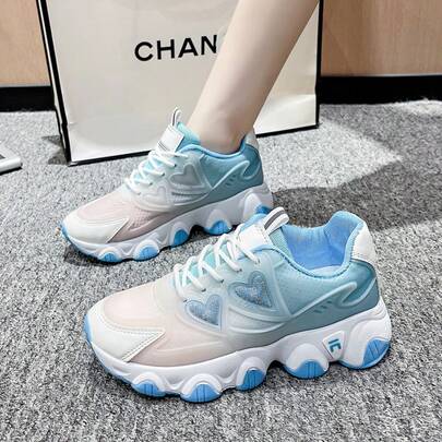 Zapatillas de mujer con cordones, nuevos zapatos deportivos con suela gruesa, zapatos casuales versátiles de moda y livianos tipo "dad shoes", adecuados para todas las estaciones