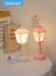 Teckwe LED Electronic Candle Minimalist Decorative Lamp, Small Desk Lamp, Cute Desktop Decor Nightlight, Macaron Color Bedside Atmosphere Lamp, Retro Style Small Path Lamp Desk Lamp, Bedroom Bedside Eye-Caring Lamp Valentine's Day Gift - Pagoda night light - View 1