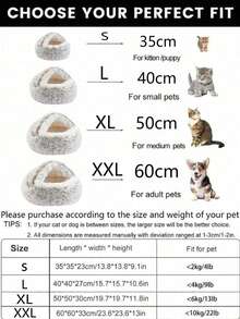 1 Fluffy Round Pet Bed, Fluffy Soft Cat Bed, Donut Pet Mat, Winter Two-In-One Cat Bed, Warm Sleeping Bag Sofa Cushion - Coffee Brown - View 3