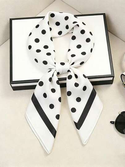 Khăn vuông 70cm in chấm bi kiểu dáng giản dị, khăn bandana mới cho mùa xuân và thu, phụ kiện đa năng cho túi đeo hông, khăn trùm đầu và phụ kiện tóc thời trang dành cho nữ.