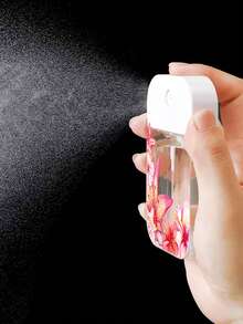 1pc New Minimalist Multi-Color Lily Flower Print Compact Travel Refillable Nano Mist Spray Bottle, Lightweight Space-Saving, Portable Hydrating Perfume Bottle, Fashionable Unisex Gift Idea For Girlfriend, Best Friend, Summer, Couples - Clear - View 3