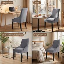 Ultra Soft Plush Dining Chair Cover, Silver Gray Plush Casual Chair Slipcover, Stretch Wing Back Chair Protector Removable & Washable For Dining Room, Banquet, Party Decor - Solid Color - View 5
